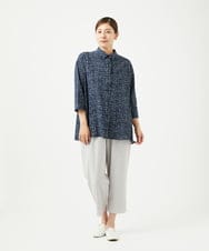 NGBJB11270 GIANNI LO GIUDICE(ジャンニ ロ ジュディチェ) [洗える・日本製]ミラクルウェーブブロックプリントブラウス ネイビー