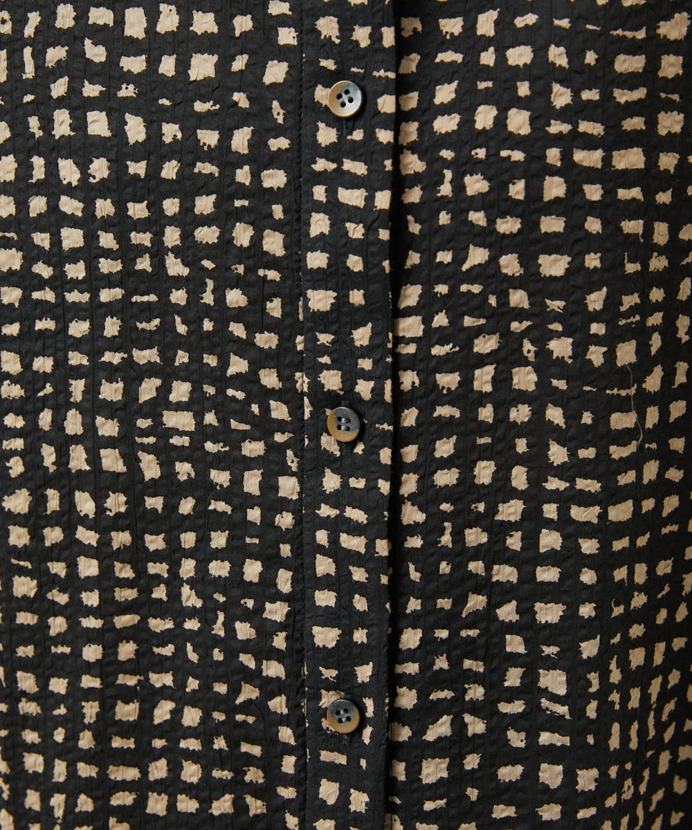 NGBJB11270 GIANNI LO GIUDICE(ジャンニ ロ ジュディチェ) [洗える・日本製]ミラクルウェーブブロックプリントブラウス ブラック