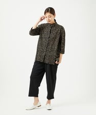 NGBJB11270 GIANNI LO GIUDICE(ジャンニ ロ ジュディチェ) [洗える・日本製]ミラクルウェーブブロックプリントブラウス ブラック