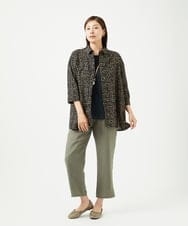 NGBJB11270 GIANNI LO GIUDICE(ジャンニ ロ ジュディチェ) [洗える・日本製]ミラクルウェーブブロックプリントブラウス ブラック