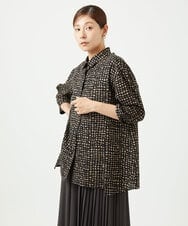 NGBJB11270 GIANNI LO GIUDICE(ジャンニ ロ ジュディチェ) [洗える・日本製]ミラクルウェーブブロックプリントブラウス ブラック