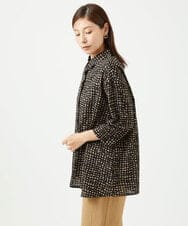 NGBJB11270 GIANNI LO GIUDICE(ジャンニ ロ ジュディチェ) [洗える・日本製]ミラクルウェーブブロックプリントブラウス ブラック