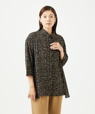 NGBJB11270 GIANNI LO GIUDICE(ジャンニ ロ ジュディチェ) [洗える・日本製]ミラクルウェーブブロックプリントブラウス ブラック
