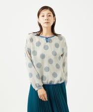 NGBJB12290 GIANNI LO GIUDICE(ジャンニ ロ ジュディチェ) [洗える・日本製]サッカードットプリントブラウス ライトグレー