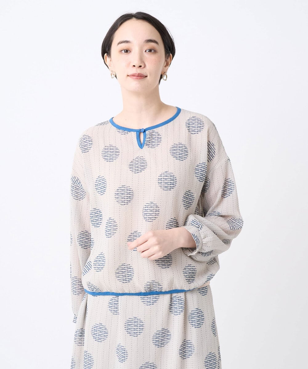 NGBJB12290 GIANNI LO GIUDICE [洗える・日本製]サッカードットプリントブラウス