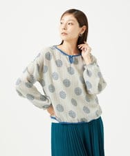 NGBJB12290 GIANNI LO GIUDICE(ジャンニ ロ ジュディチェ) [洗える・日本製]サッカードットプリントブラウス ライトグレー