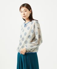 NGBJB12290 GIANNI LO GIUDICE(ジャンニ ロ ジュディチェ) [洗える・日本製]サッカードットプリントブラウス ライトグレー