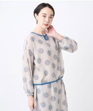 NGBJB12290 GIANNI LO GIUDICE(ジャンニ ロ ジュディチェ) [洗える・日本製]サッカードットプリントブラウス ライトグレー