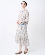 NGBJB12290 GIANNI LO GIUDICE(ジャンニ ロ ジュディチェ) [洗える・日本製]サッカードットプリントブラウス ライトグレー