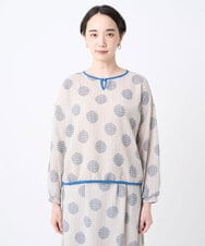 NGBJB12290 GIANNI LO GIUDICE(ジャンニ ロ ジュディチェ) [洗える・日本製]サッカードットプリントブラウス ライトグレー