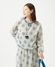 NGBJB12290 GIANNI LO GIUDICE(ジャンニ ロ ジュディチェ) [洗える・日本製]サッカードットプリントブラウス ライトグレー