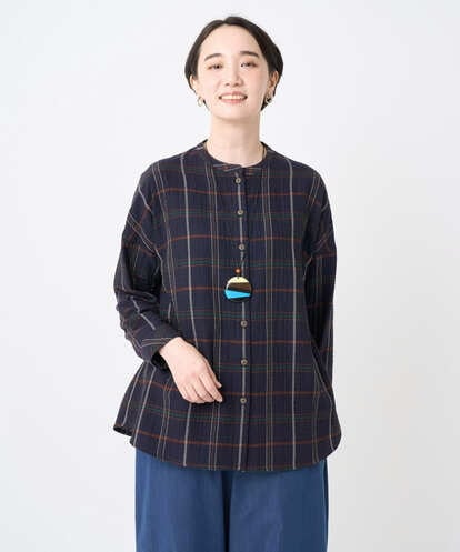 NGBJB22430 GIANNI LO GIUDICE [洗える・日本製]二重織チェック前開きブラウス