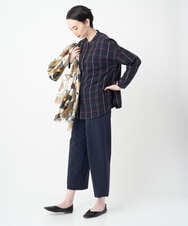 NGBJB22430 GIANNI LO GIUDICE(ジャンニ ロ ジュディチェ) [洗える・日本製]二重織チェック前開きブラウス ネイビー