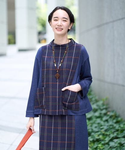 NGBJB23360 GIANNI LO GIUDICE [洗える・日本製]二重織チェックプルオーバーブラウス