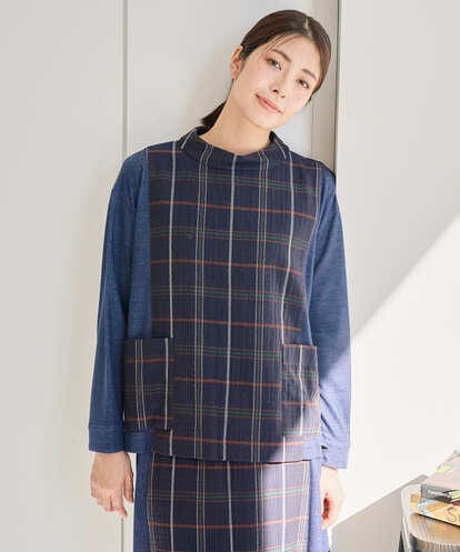 NGBJB23360 GIANNI LO GIUDICE [洗える・日本製]二重織チェックプルオーバーブラウス