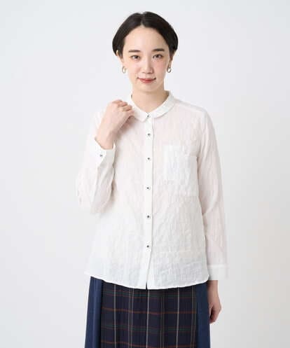 NGBJB24230 GIANNI LO GIUDICE [洗える・日本製]ヘリンボンシャーリングブラウス