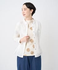 NGBJB24230 GIANNI LO GIUDICE(ジャンニ ロ ジュディチェ) [洗える・日本製]ヘリンボンシャーリングブラウス ホワイト