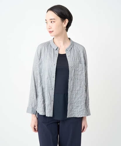 NGBJB24230 GIANNI LO GIUDICE [洗える・日本製]ヘリンボンシャーリングブラウス