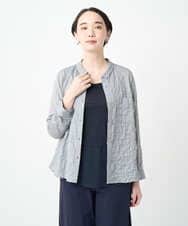 NGBJB24230 GIANNI LO GIUDICE(ジャンニ ロ ジュディチェ) [洗える・日本製]ヘリンボンシャーリングブラウス グレー