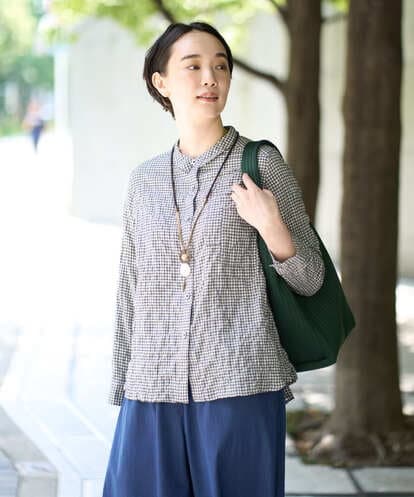NGBJB24230 GIANNI LO GIUDICE [洗える・日本製]ヘリンボンシャーリングブラウス
