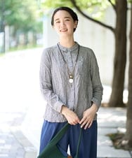 NGBJB24230 GIANNI LO GIUDICE(ジャンニ ロ ジュディチェ) [洗える・日本製]ヘリンボンシャーリングブラウス ダークグレー