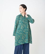 NGBJC27270 GIANNI LO GIUDICE(ジャンニ ロ ジュディチェ) [洗える・日本製]塩縮イレギュラードットロングブラウス グリーン