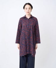 NGBJC27270 GIANNI LO GIUDICE(ジャンニ ロ ジュディチェ) [洗える・日本製]塩縮イレギュラードットロングブラウス ネイビー