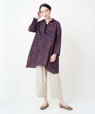 NGBJC27270 GIANNI LO GIUDICE(ジャンニ ロ ジュディチェ) [洗える・日本製]塩縮イレギュラードットロングブラウス ネイビー