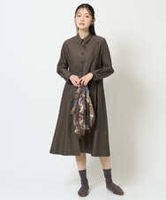 NGBJF19360 GIANNI LO GIUDICE(ジャンニ ロ ジュディチェ) [洗える]レジメンストライプワンピース ブラウン
