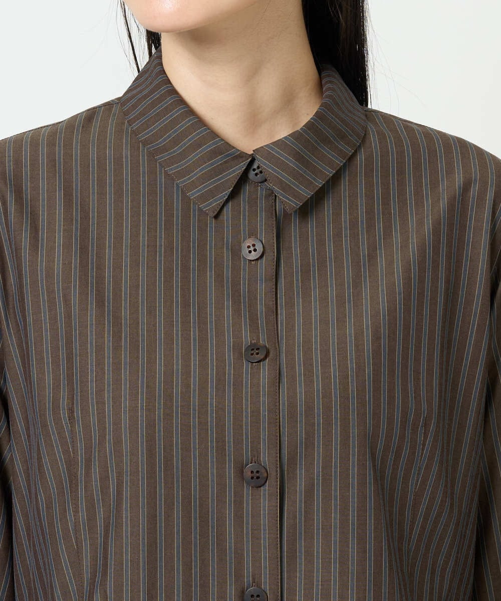 NGBJF19360 GIANNI LO GIUDICE(ジャンニ ロ ジュディチェ) [洗える]レジメンストライプワンピース ブラウン