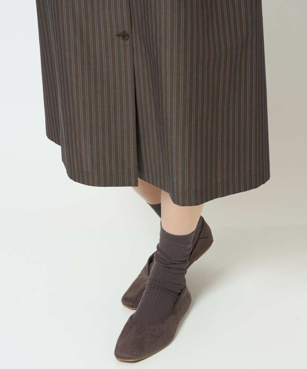 NGBJF19360 GIANNI LO GIUDICE(ジャンニ ロ ジュディチェ) [洗える]レジメンストライプワンピース ブラウン