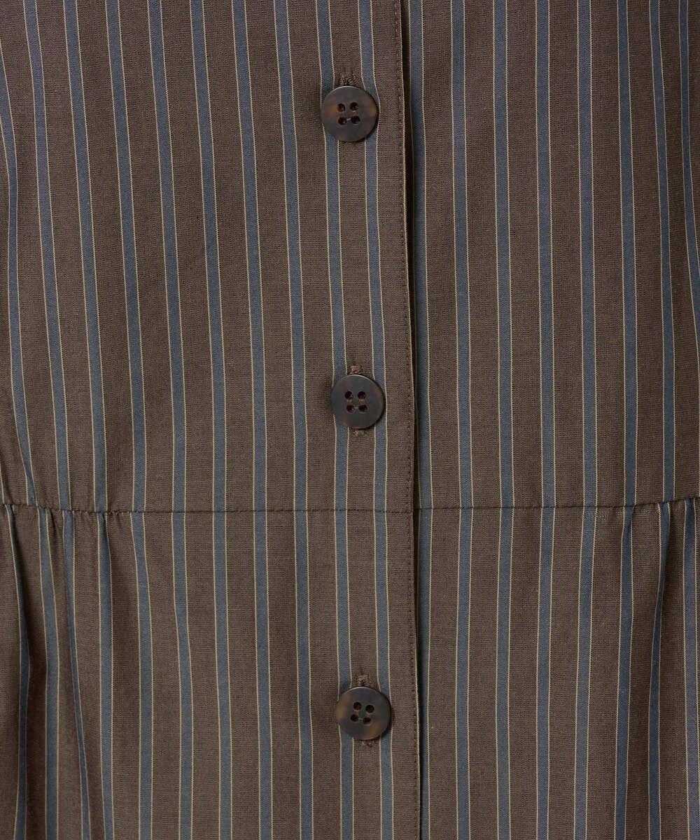 NGBJF19360 GIANNI LO GIUDICE(ジャンニ ロ ジュディチェ) [洗える]レジメンストライプワンピース ブラウン