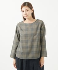 NGBJS02250 GIANNI LO GIUDICE(ジャンニ ロ ジュディチェ) [洗える・日本製]プロヴィスチェックブラウス ベージュ