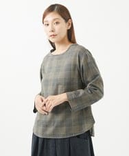 NGBJS02250 GIANNI LO GIUDICE(ジャンニ ロ ジュディチェ) [洗える・日本製]プロヴィスチェックブラウス ベージュ