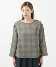 NGBJS02250 GIANNI LO GIUDICE(ジャンニ ロ ジュディチェ) [洗える・日本製]プロヴィスチェックブラウス ベージュ
