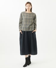 NGBJS02250 GIANNI LO GIUDICE(ジャンニ ロ ジュディチェ) [洗える・日本製]プロヴィスチェックブラウス ベージュ