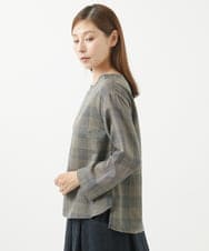 NGBJS02250 GIANNI LO GIUDICE(ジャンニ ロ ジュディチェ) [洗える・日本製]プロヴィスチェックブラウス ベージュ