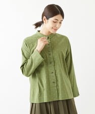 NGBJS03250 GIANNI LO GIUDICE(ジャンニ ロ ジュディチェ) [洗える・日本製]東炊きドット柄ブラウス カーキ