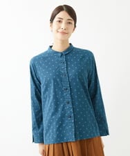 NGBJS03250 GIANNI LO GIUDICE(ジャンニ ロ ジュディチェ) [洗える・日本製]東炊きドット柄ブラウス ブルー