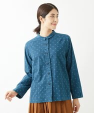 NGBJS03250 GIANNI LO GIUDICE(ジャンニ ロ ジュディチェ) [洗える・日本製]東炊きドット柄ブラウス ブルー