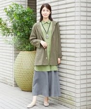 NGBJS04270 GIANNI LO GIUDICE(ジャンニ ロ ジュディチェ) [洗える・日本製]東炊きドット柄チュニックブラウス カーキ