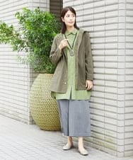 NGBJS04270 GIANNI LO GIUDICE(ジャンニ ロ ジュディチェ) [洗える・日本製]東炊きドット柄チュニックブラウス カーキ
