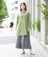 NGBJS04270 GIANNI LO GIUDICE(ジャンニ ロ ジュディチェ) [洗える・日本製]東炊きドット柄チュニックブラウス カーキ