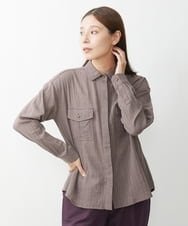 NGBJS30250 GIANNI LO GIUDICE(ジャンニ ロ ジュディチェ) [洗える]ミニグレンチェックアムンゼンブラウス パープル