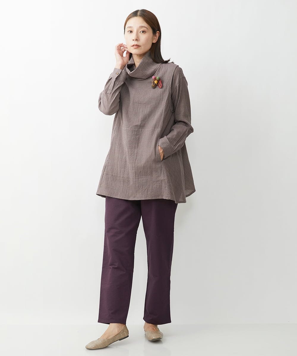 NGBJS30250 GIANNI LO GIUDICE(ジャンニ ロ ジュディチェ) [洗える]ミニグレンチェックアムンゼンブラウス パープル