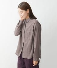 NGBJS30250 GIANNI LO GIUDICE(ジャンニ ロ ジュディチェ) [洗える]ミニグレンチェックアムンゼンブラウス パープル