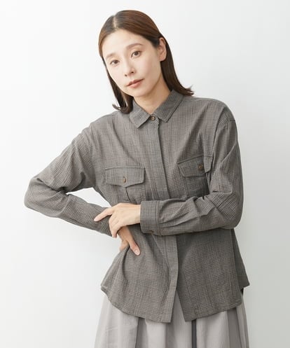 NGBJS30250 GIANNI LO GIUDICE [洗える]ミニグレンチェックアムンゼンブラウス
