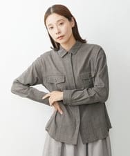 NGBJS30250 GIANNI LO GIUDICE(ジャンニ ロ ジュディチェ) [洗える]ミニグレンチェックアムンゼンブラウス グレー
