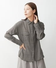 NGBJS30250 GIANNI LO GIUDICE(ジャンニ ロ ジュディチェ) [洗える]ミニグレンチェックアムンゼンブラウス グレー