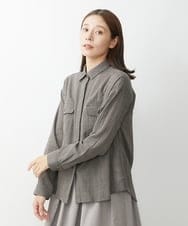 NGBJS30250 GIANNI LO GIUDICE(ジャンニ ロ ジュディチェ) [洗える]ミニグレンチェックアムンゼンブラウス グレー